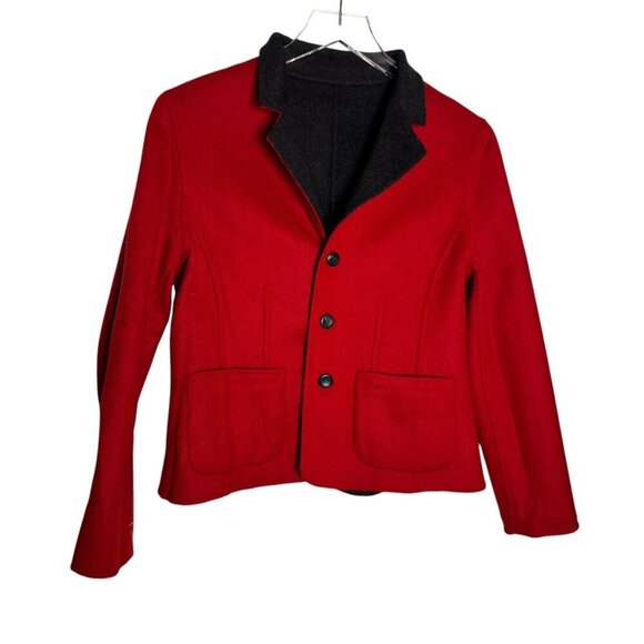 Pendleton Reversible Jacket Black/Red Merino Wool Size Small petite NWT - Picture 2 of 11